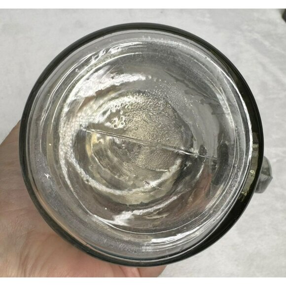 Vintage Vintage Embossed Glass Syrup Pitcher With Metal Lid Grapes Flowers - Picture 9 of 10